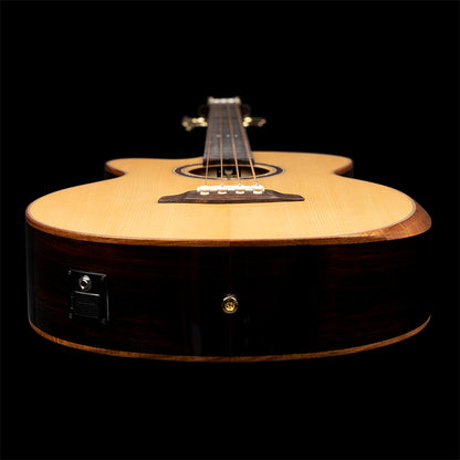ORTEGA The Private Room Medium Scale Acoustic Bass 4 String Lefty - Spruce / Striped Ebony Natural + Bag