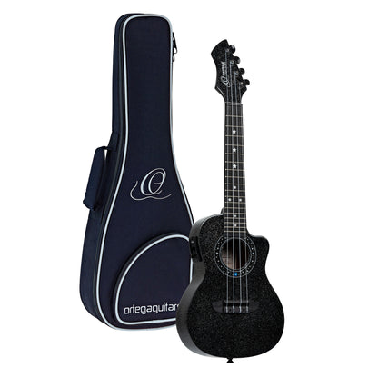 ORTEGA Horizon Serie Konzert Ukulele 4 String - Black Sparkle + Bag