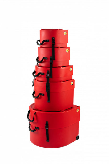 HARDCASE Rock/Fusion Case Set - 22“ Bass Drum, 10“ Tom, 12“ Tom, 16“ Floor Tom, 14“ Snare Drum - Red / komplett gepolstert