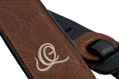 ORTEGA Genuine-Leather Guitar-Strap - Natural Brown Flora
