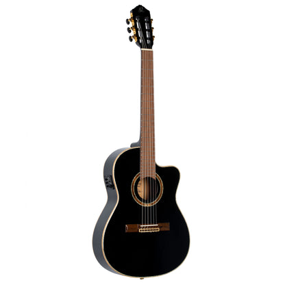 ORTEGA Performer Series 4/4 Thinline Konzertgitarre 6-String - Black + Gigbag
