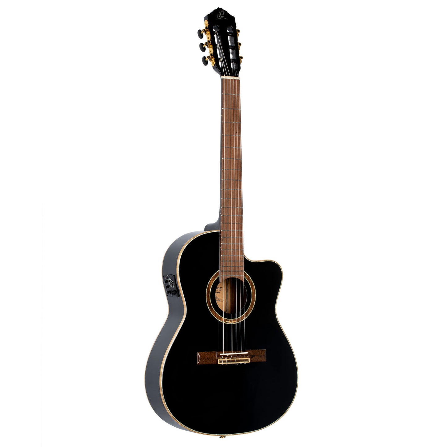 ORTEGA Performer Series Konzertgitarre 4/4 Schmaler Hals Dünner Korpus - schwarz + Bag