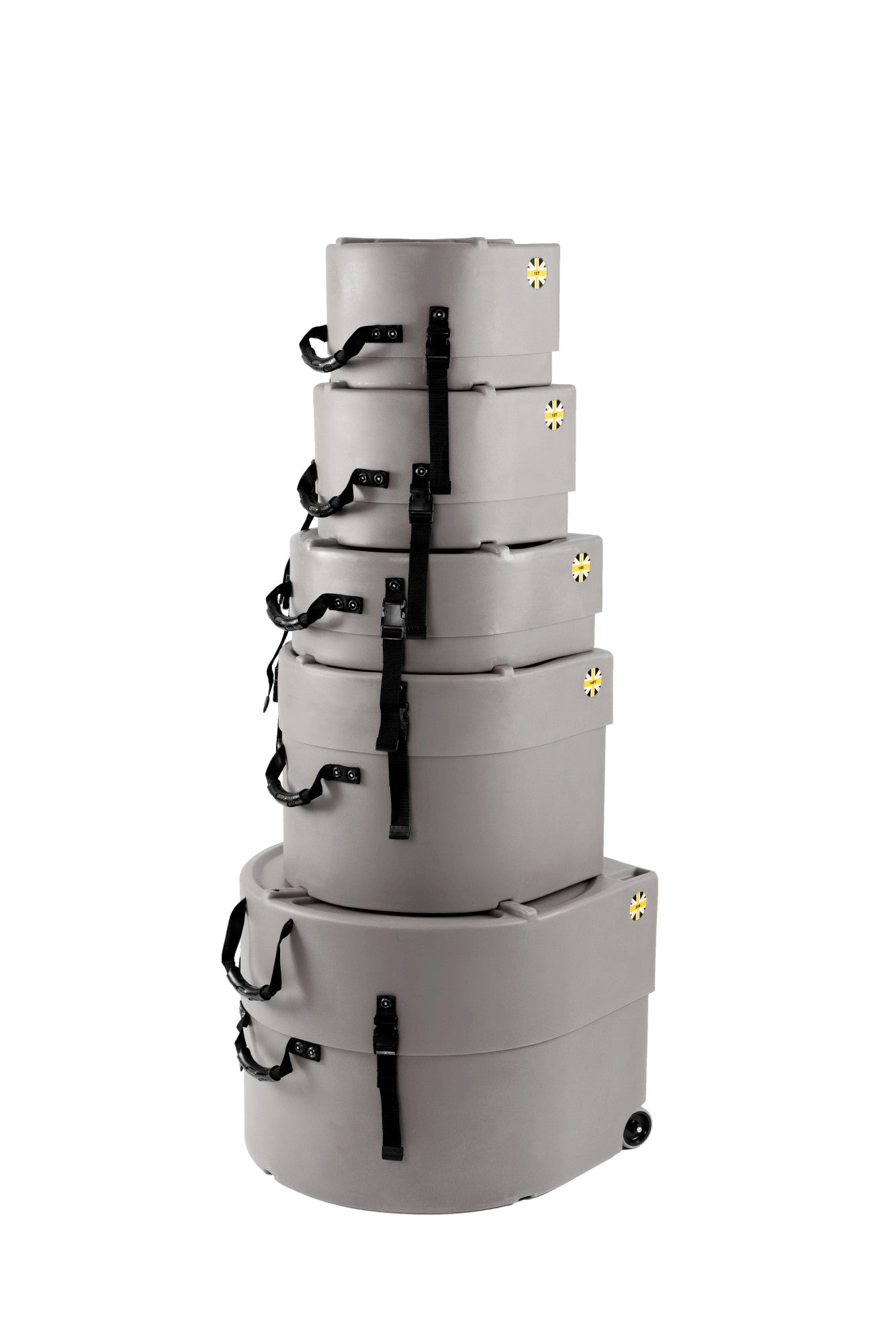 HARDCASE Rock/Fusion Case Set - 22“ Bass Drum, 10“ Tom, 12“ Tom, 16“ Floor Tom, 14“ Snare Drum - Granite / komplett gepolstert