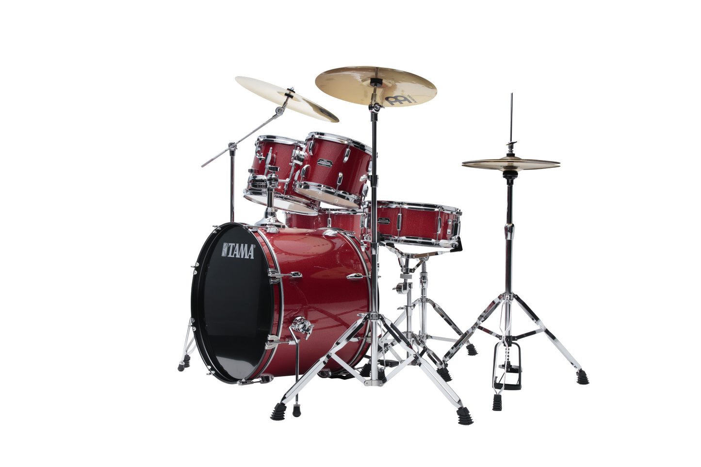 TAMA Stagestar Drum Set 5 teilig (22" BD) - Candy Red Sparkle/Chrom HW + MEINL Cymbals BCS Cymbal Set