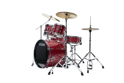 TAMA Stagestar Drum Set 5 teilig (22" BD) - Candy Red Sparkle/Chrom HW + MEINL Cymbals BCS Cymbal Set