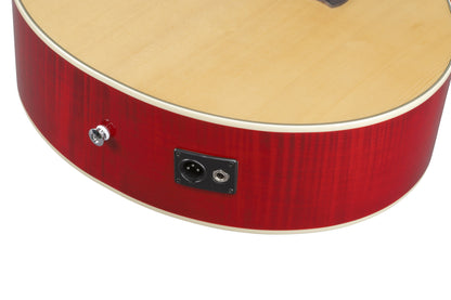IBANEZ AE Akustikgitarre 6-String - Natural High Gloss Decke, Transparent Red High Gloss Zargen & Boden