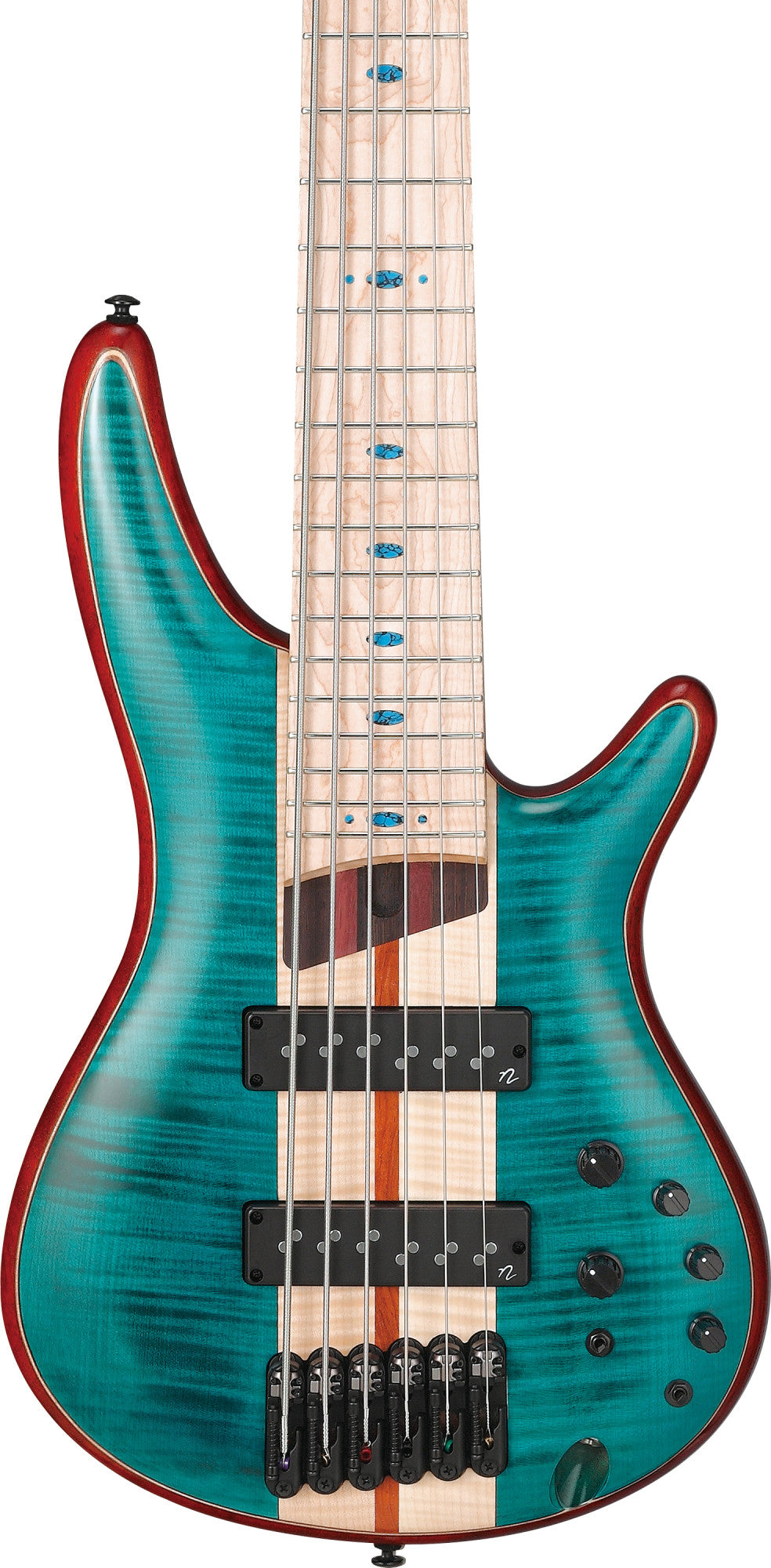 IBANEZ Premium SR Electric Bass 6-String - Caribbean Green Low Gloss + Gig Bag