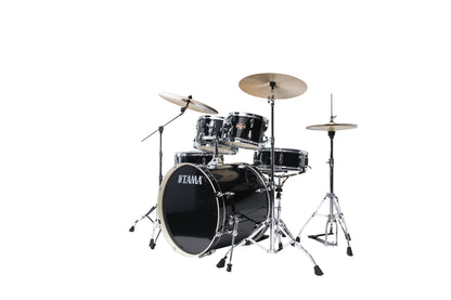 TAMA Imperialstar Drum Set 6 pcs - Hairline Black/Chrome HW + MEINL Cymbals HCS Cymbal Kit/Stage Master Double-Braced Hardware Kit