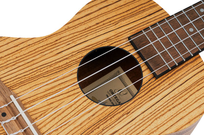ORTEGA Timber Series Concert Preamp Ukulele 4 String - Zebrawood Natural + Bag