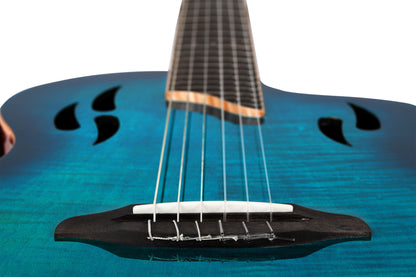 ORTEGA TourPlayer DeLuxe Nylon String Guitar 6-String - Flamed Maple Blue + Gig Bag