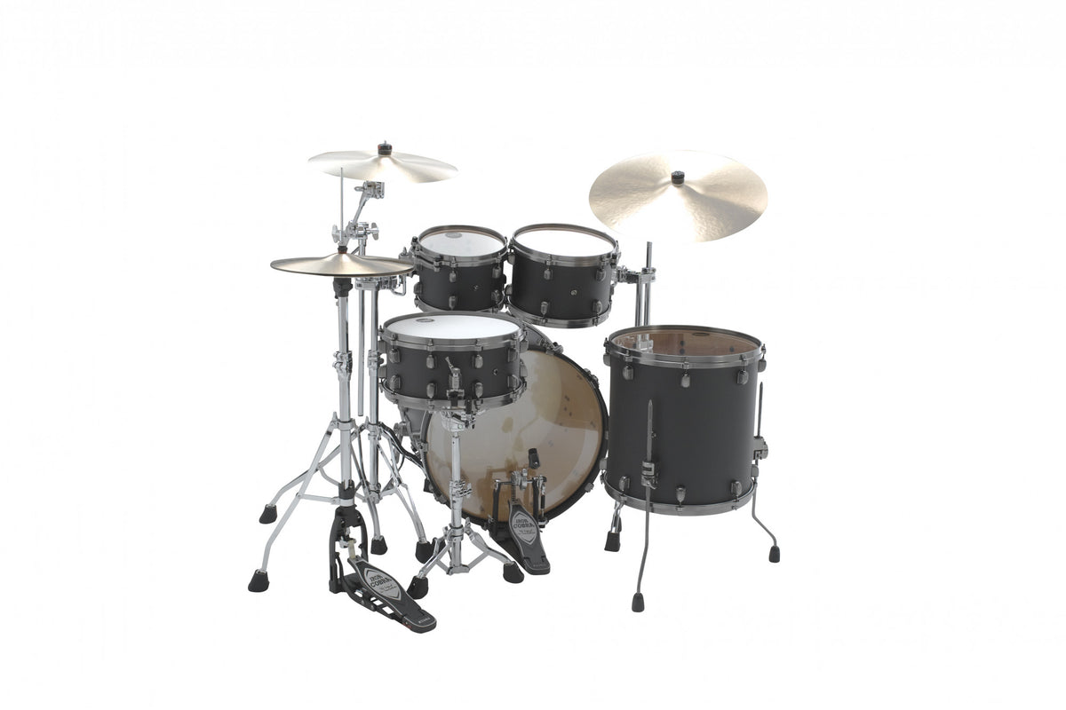 TAMA Starclassic Maple Lacquer Shell Kit 4 teilig - Flat Black/Smoked Black Nickel HW