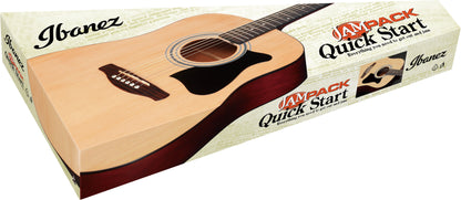 IBANEZ Jampack Akustikgitarren-Set 6-String - Open Pore Natural + Gigbag, Gurt, Stimmgerät & Plektren