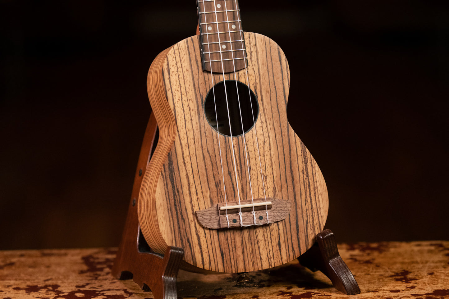 ORTEGA Timber Series Soprano Ukulele 4 String - Zebrawood Natural + Bag