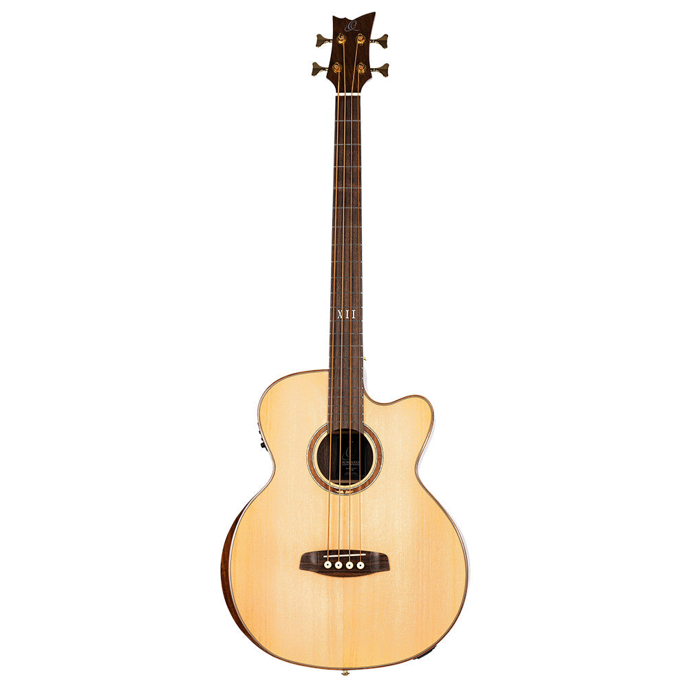 ORTEGA The Private Room Medium Scale Acoustic Bass 4 String - Spruce / Striped Ebony Natural + Bag