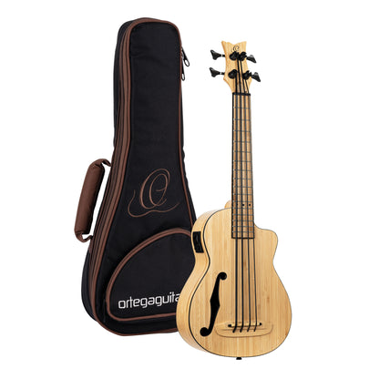 ORTEGA Bamboo Series Short Scale Uke Bass 4 String - Solid Bamboo + Bag