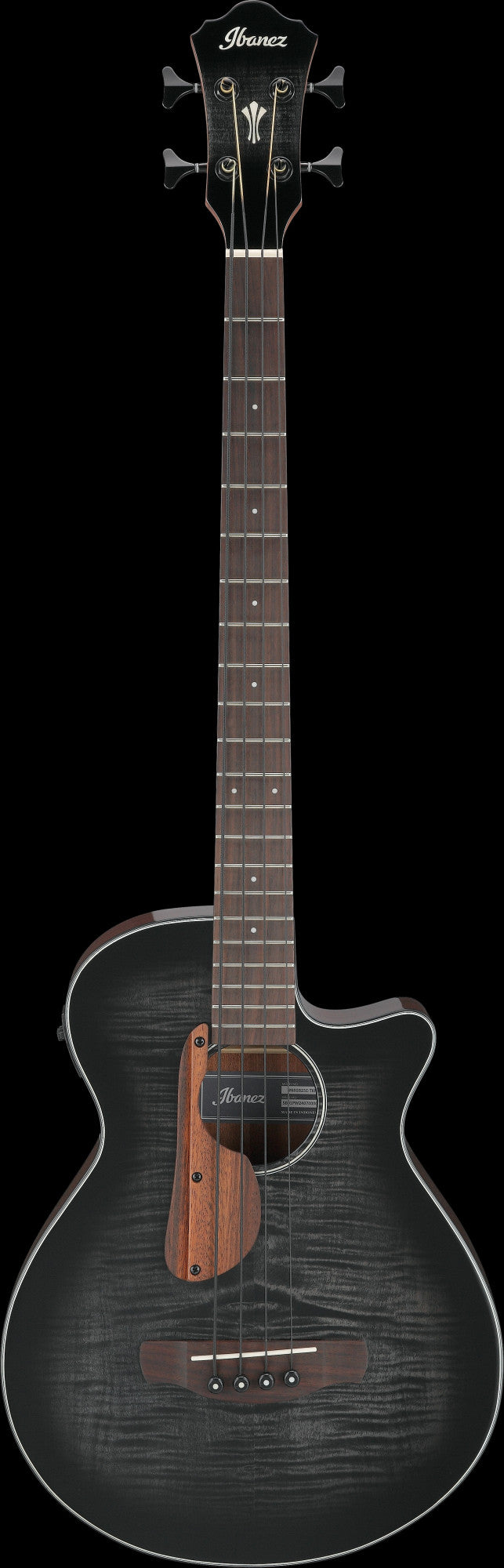 IBANEZ AEGB Acoustic Bass 4-String - Transparent Black Sunburst, Natural High Gloss Back & Sides