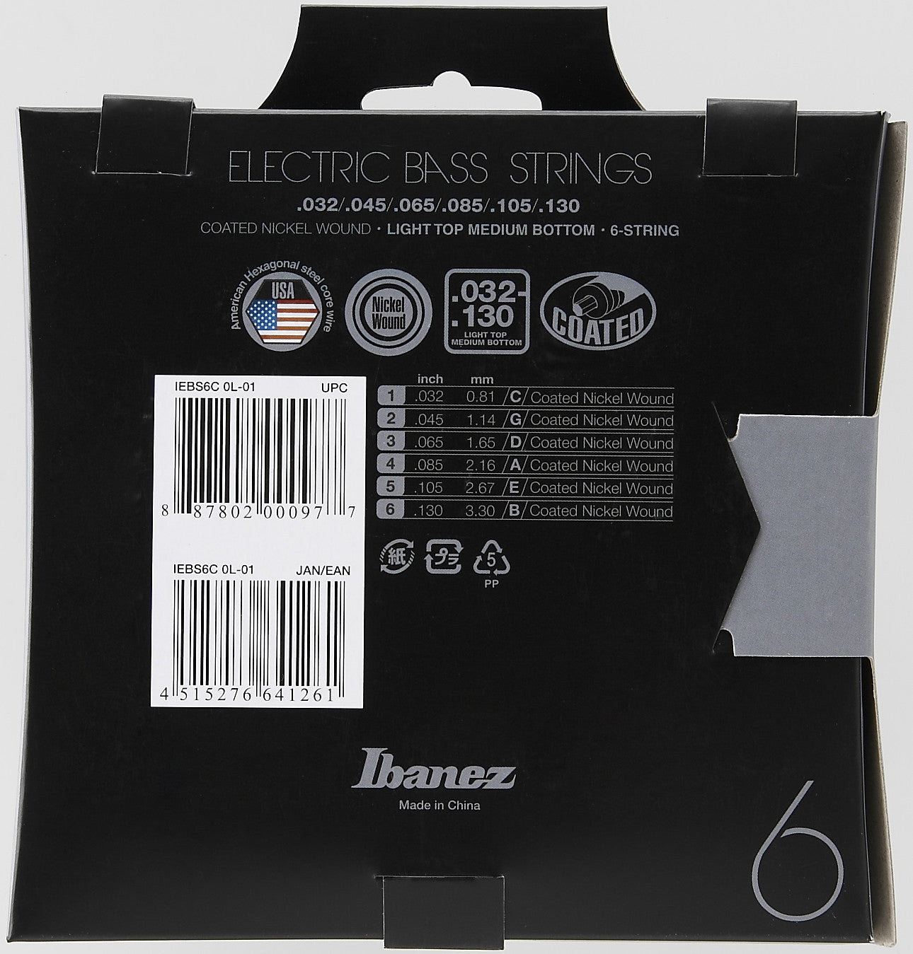 IBANEZ Saiten Set für 6 String Bass - Light Top Medium Bottom
