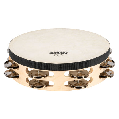 NINO Percussion Double Row Headed Wood Tambourine - 8” Natural
