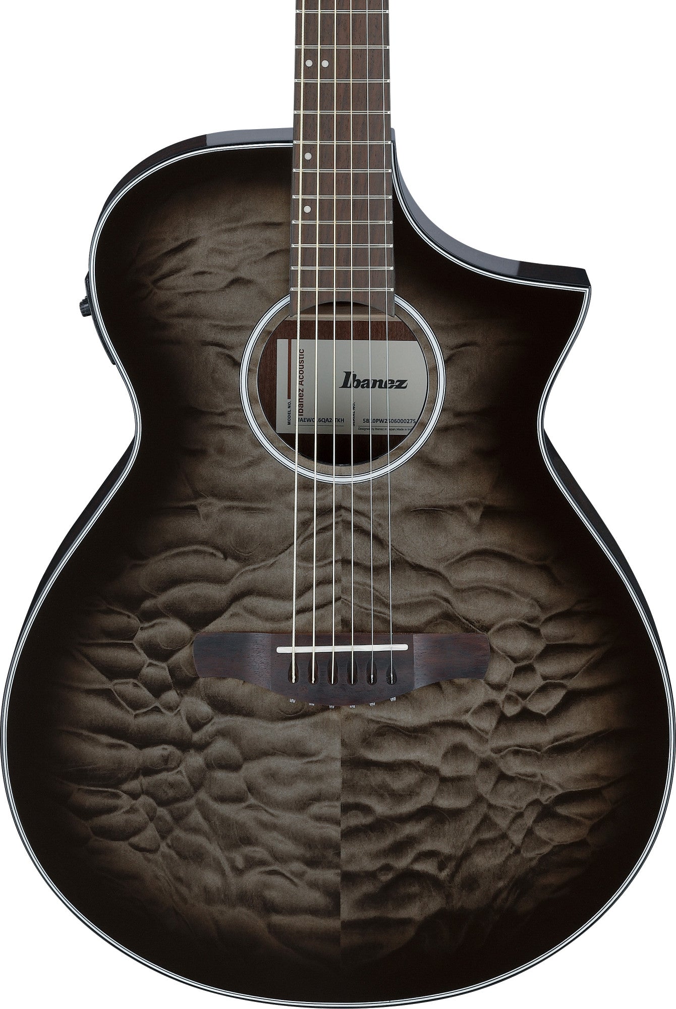 IBANEZ AEWC Acoustic Guitar 6-String - Transparent Black Sunburst Top & Natural High Gloss Back & Side