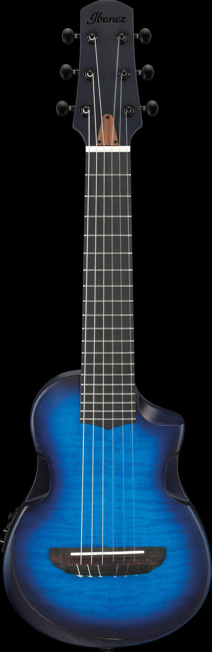IBANEZ AU Piccolo Gitarre 6-String - Transparent Blue Sunburst Open Pore + Gigbag