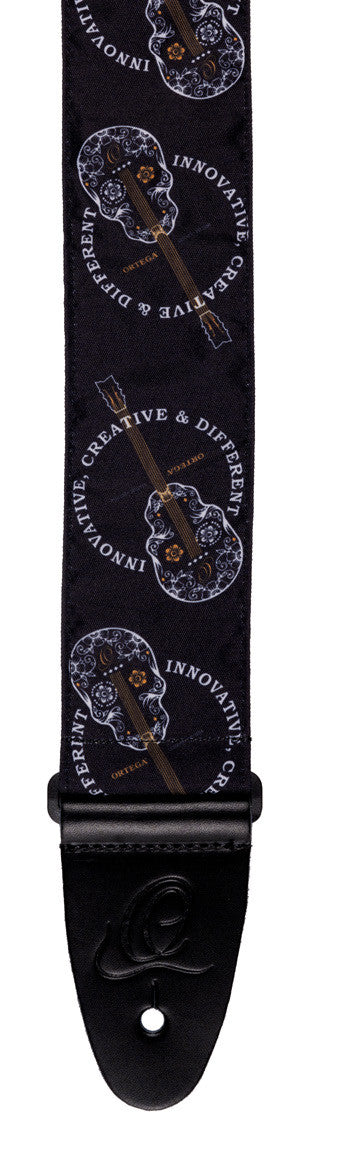 ORTEGA Nylongitarrengurt - Black Skull