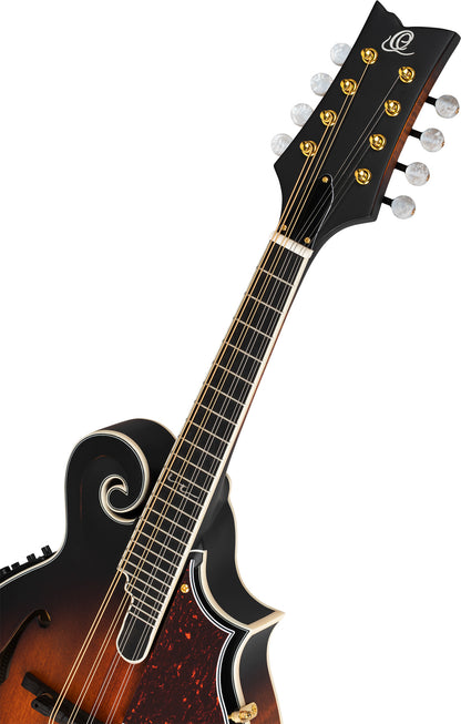 ORTEGA F-Style Serie Mandolin 8 String - Solid Spruce / Solid Flamed Antique Violin Oil + Bag