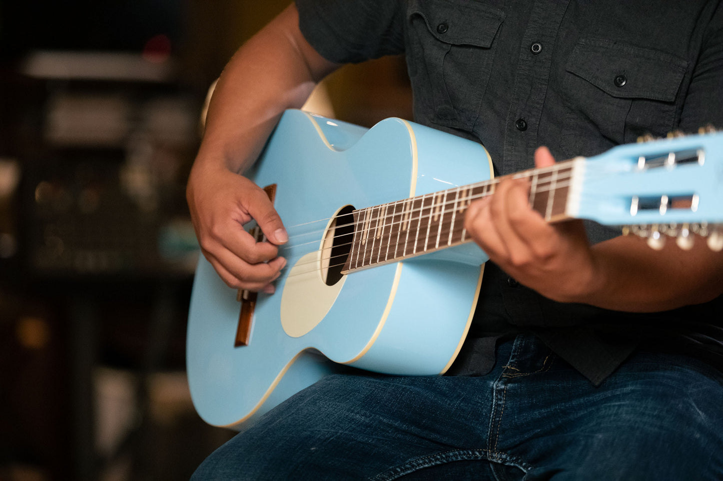 ORTEGA Gaucho Series 4/4 Nylon String Guitar 6-String - Sky Blue + Gig Bag
