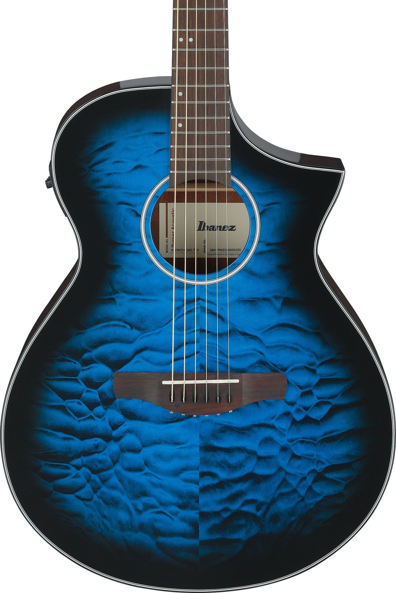 IBANEZ AEWC Acoustic Guitar 6-String - Transparent Blue Sunburst Top & Natural High Gloss Back & Side