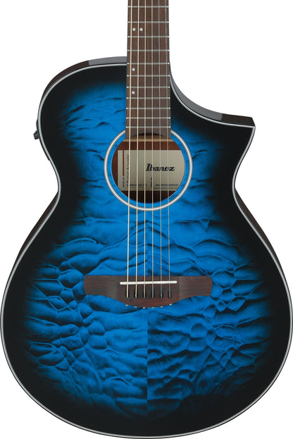 IBANEZ AEWC Acoustic Guitar 6-String - Transparent Blue Sunburst Top & Natural High Gloss Back & Side