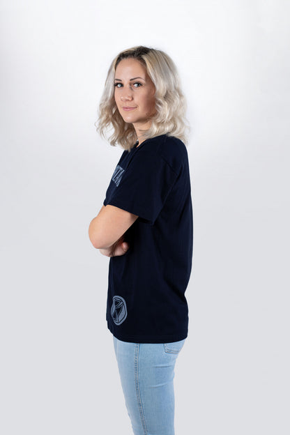 Tama t-shirt in dark blue with logo on chest