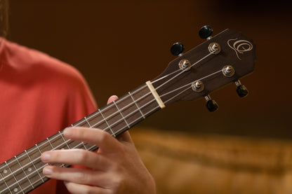 ORTEGA Earth Series Concert Preamp Ukulele 4 String - Okoume Coal Black