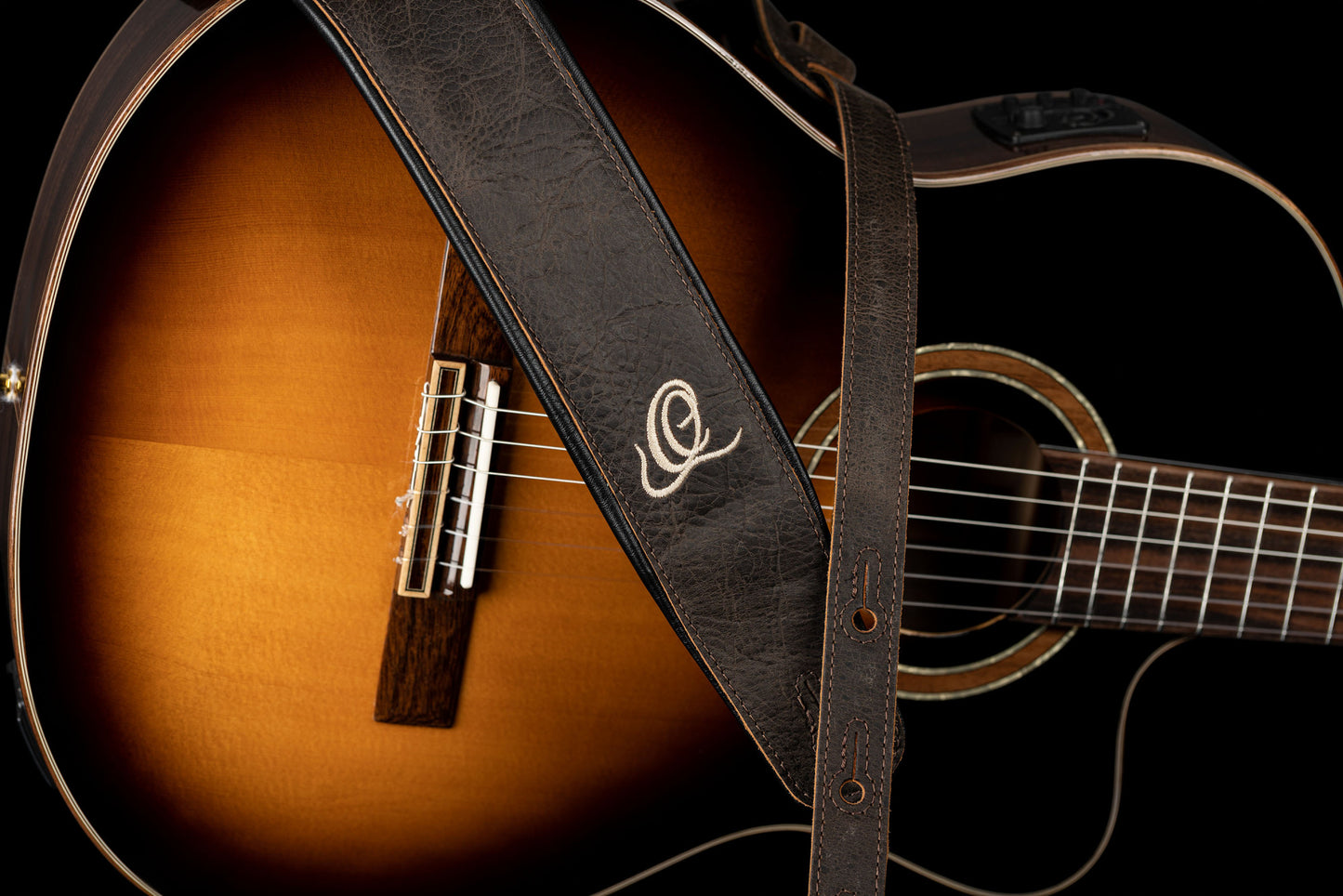 ORTEGA Echtledergitarrengurt - Vintage Bronze