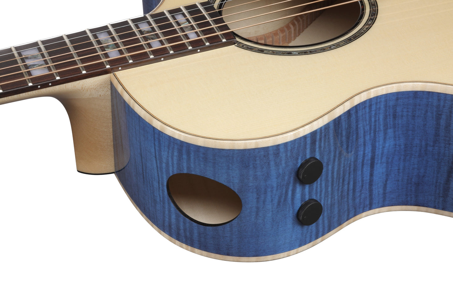 IBANEZ AE Akustikgitarre 6-String - Natural High Gloss Decke, Aqua Blue High Gloss Zargen & Boden