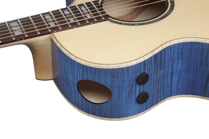 IBANEZ AE Akustikgitarre 6-String - Natural High Gloss Decke, Aqua Blue High Gloss Zargen & Boden