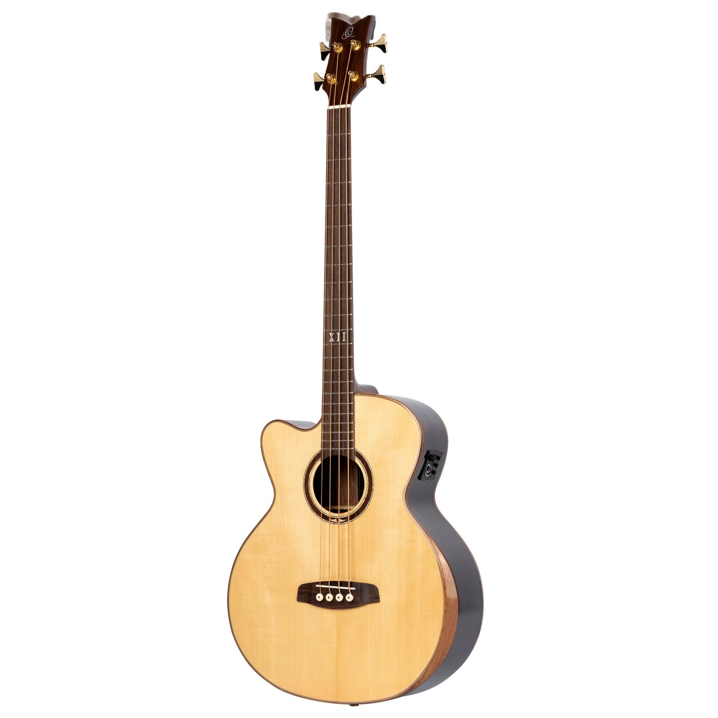 ORTEGA Private Room Series Akustikbass 4 String Medium Hals Preamp Lefty - inkl. eingebautem Armrest, Tasche