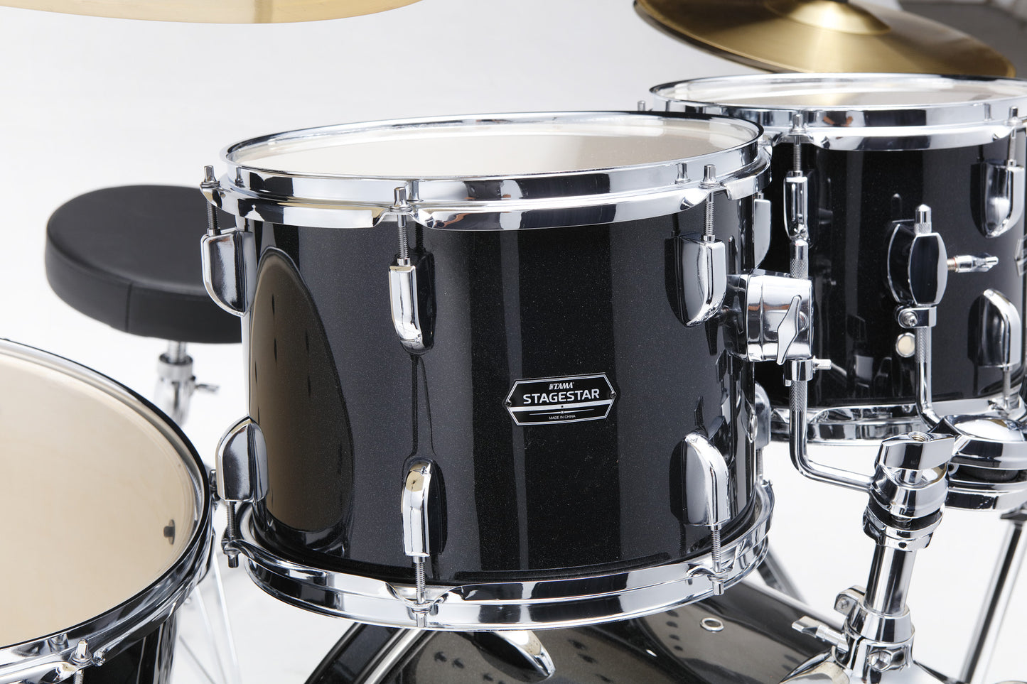TAMA Stagestar Drum Set 5 teilig (22" BD) - Black Night Sparkle/Chrom HW + MEINL Cymbals BCS Cymbal Set