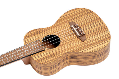 ORTEGA Timber Serie Konzert Preamp Ukulele 4 String Lefty - Zebrawood Natural + Bag