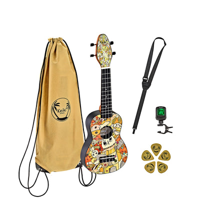 KEIKI K2 Serie Sopran Ukulele Set - Agathis / ABS Voodoo Puppet