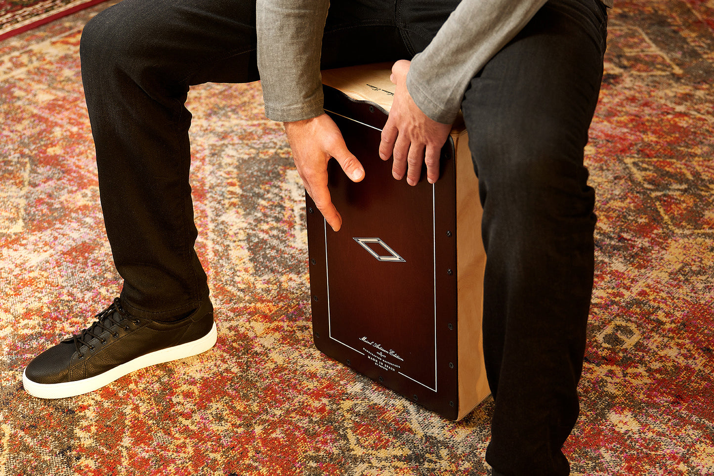 MEINL Percussion Artisan Edition Series String Cajon Soleá Line - Dark Red Burst