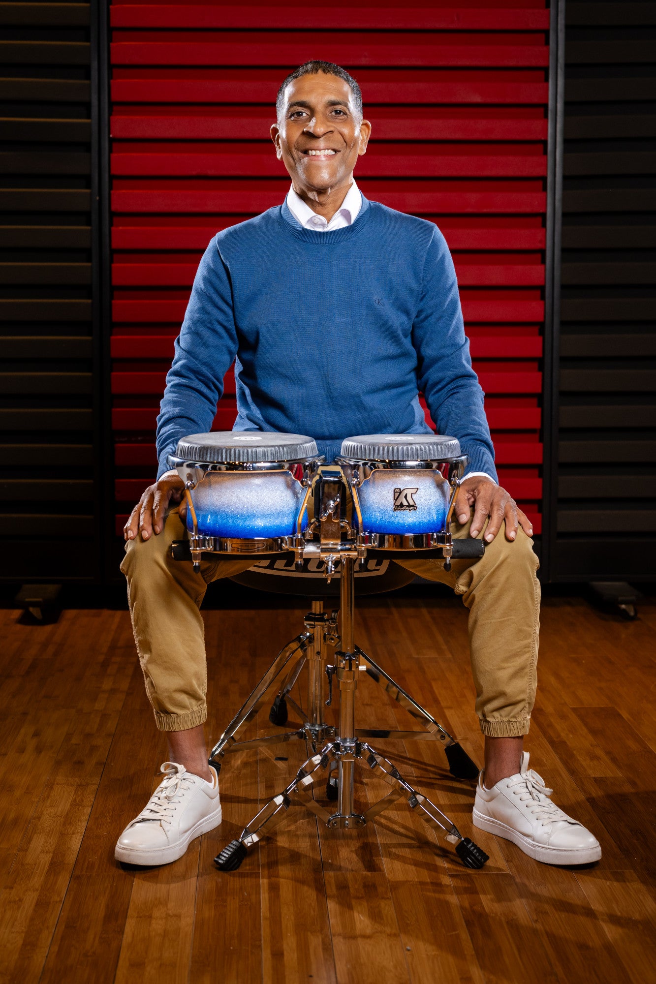 MEINL Percussion Artist Series Bongo William "Kachiro" Thompson, REMO® Black Calfskin Skyndeep Heads - 7" & 8 1/2" Electric Sky