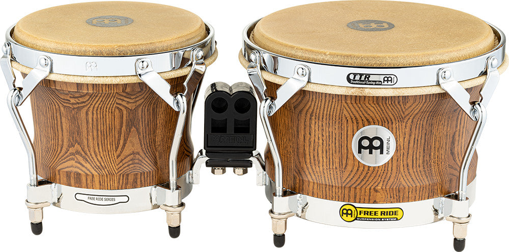 MEINL Percussion Woodcraft Series Wood Bongo 7" Macho & 9" Hembra - Zebra Finished Ash/Chrome HW