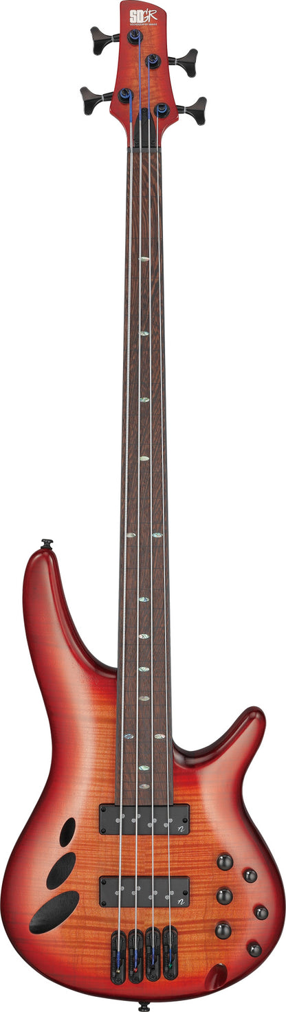 IBANEZ Bass Workshop SR Electric Bass 4-String Fretless - Brown Topaz Burst Low Gloss