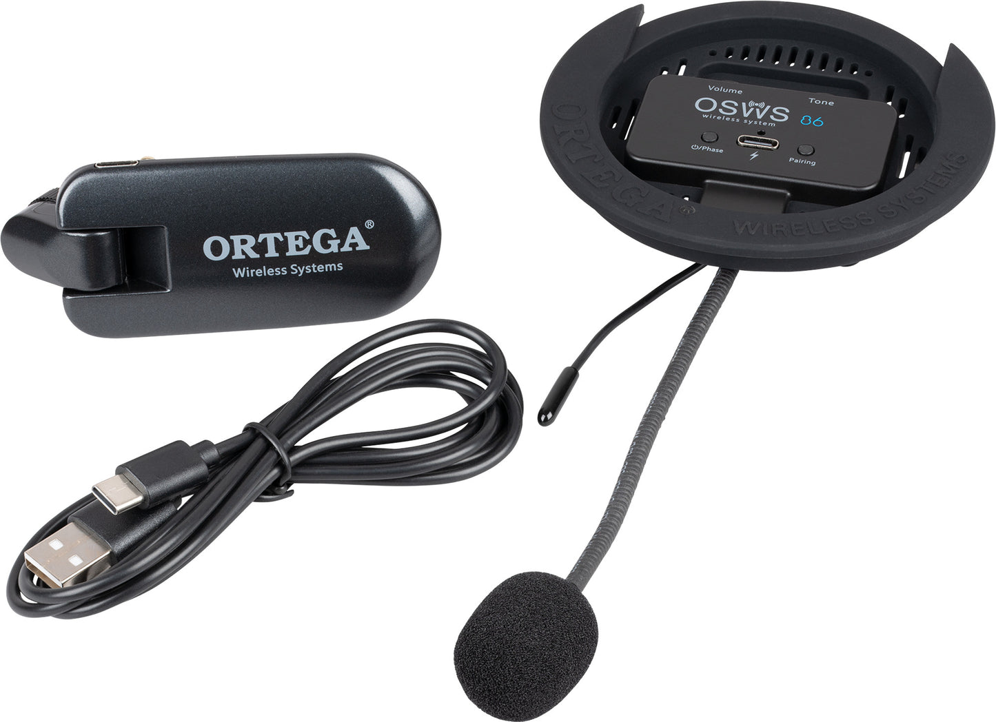 ORTEGA Kabelloses Schallloch-Tonabnehmersystem für klassische Gitarren - 86 mm Durchmesser