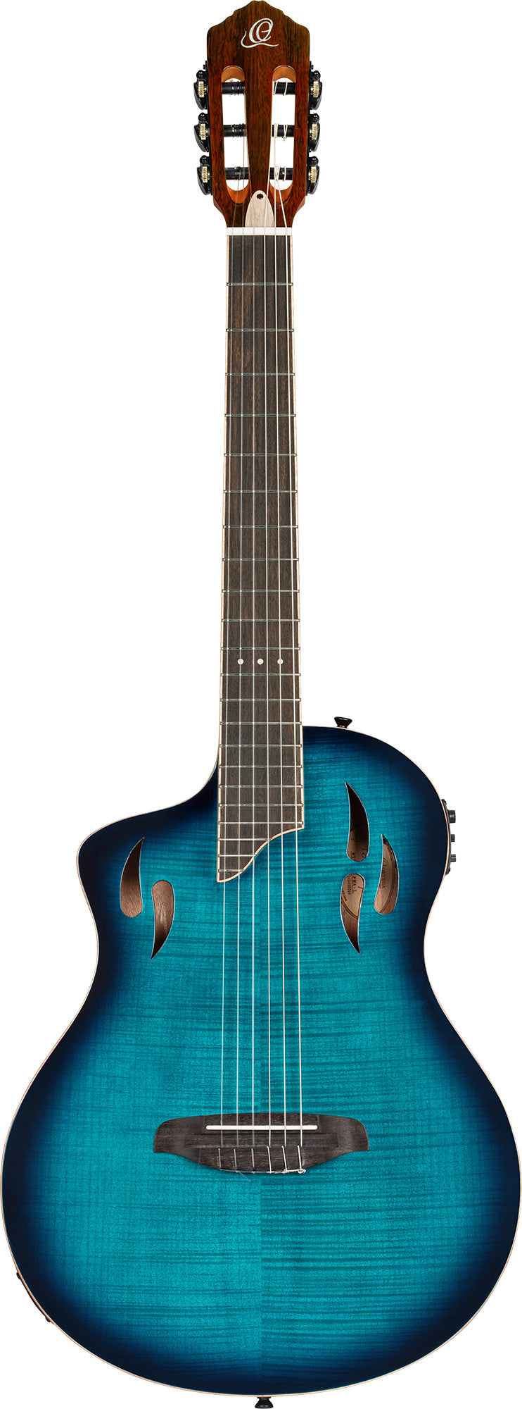 ORTEGA TourPlayer DeLuxe Nylon String Guitar 6-String Lefty - Flamed Maple Blue + Gig Bag