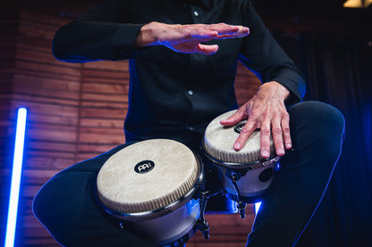 MEINL Percussion Artist Series Bongo Roberto Serrano, REMO® Fiberskyn Heads - 7" & 8 1/2" Pearl White