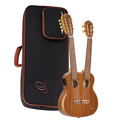 ORTEGA Custom Built Series Double-Neck Tenor Ukulele - Ovangkol Natural + Bag