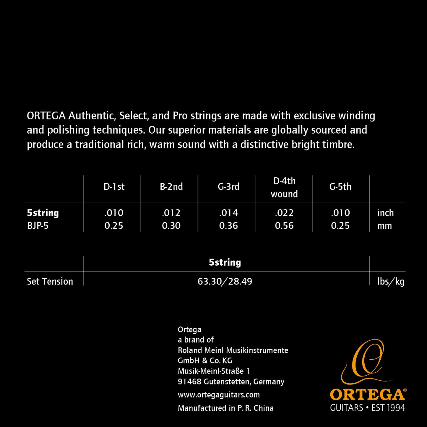 ORTEGA Custom Made Strings Pro - Banjo 5 String