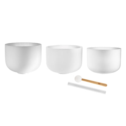 MEINL Sonic Energy 3-piece Crystal Singing Bowl Set, C3 / E3 / G3, 440 Hz
