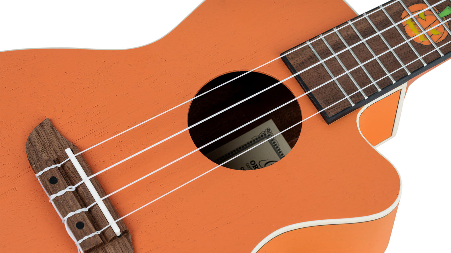 ORTEGA Custom Built Series Halloween Edition Concert Preamp Ukulele 4 String - Pumpkin Orange