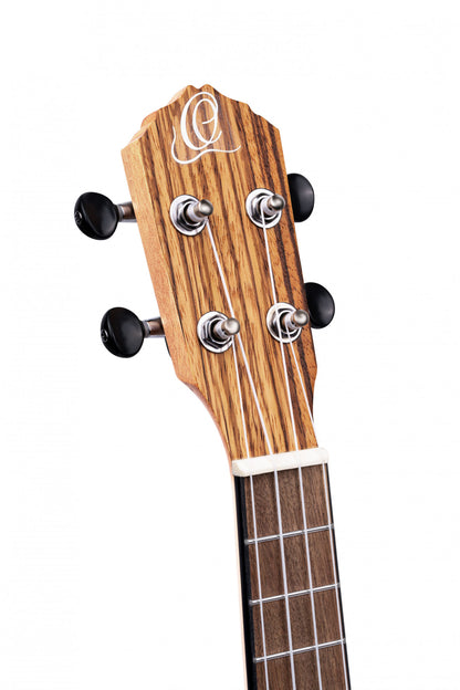 ORTEGA Timber Series Concert Preamp Ukulele 4 String - Zebrawood Natural + Bag